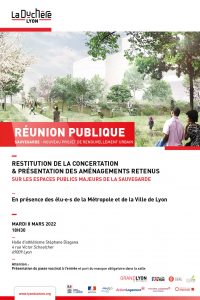 affiche réunion publique la Duchère 8 mars 2022