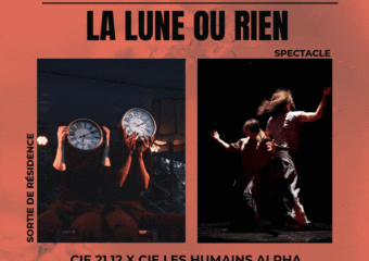 Soirée de sortie de résidence de la Cie 21:12 le samedi 31 janvier à 19h30 à la MJC Duchère - 237 rue des érables, 69009 Lyon. Plateau partagé où elles vous feront découvrir leur représentation Vingt-et-une heures douze. S'en suivra le spectacle La lune ou rien, spectacle de la Cie Les Humains Alpha. Entrée et buffet prix libre. Tout public dès 8 ans.